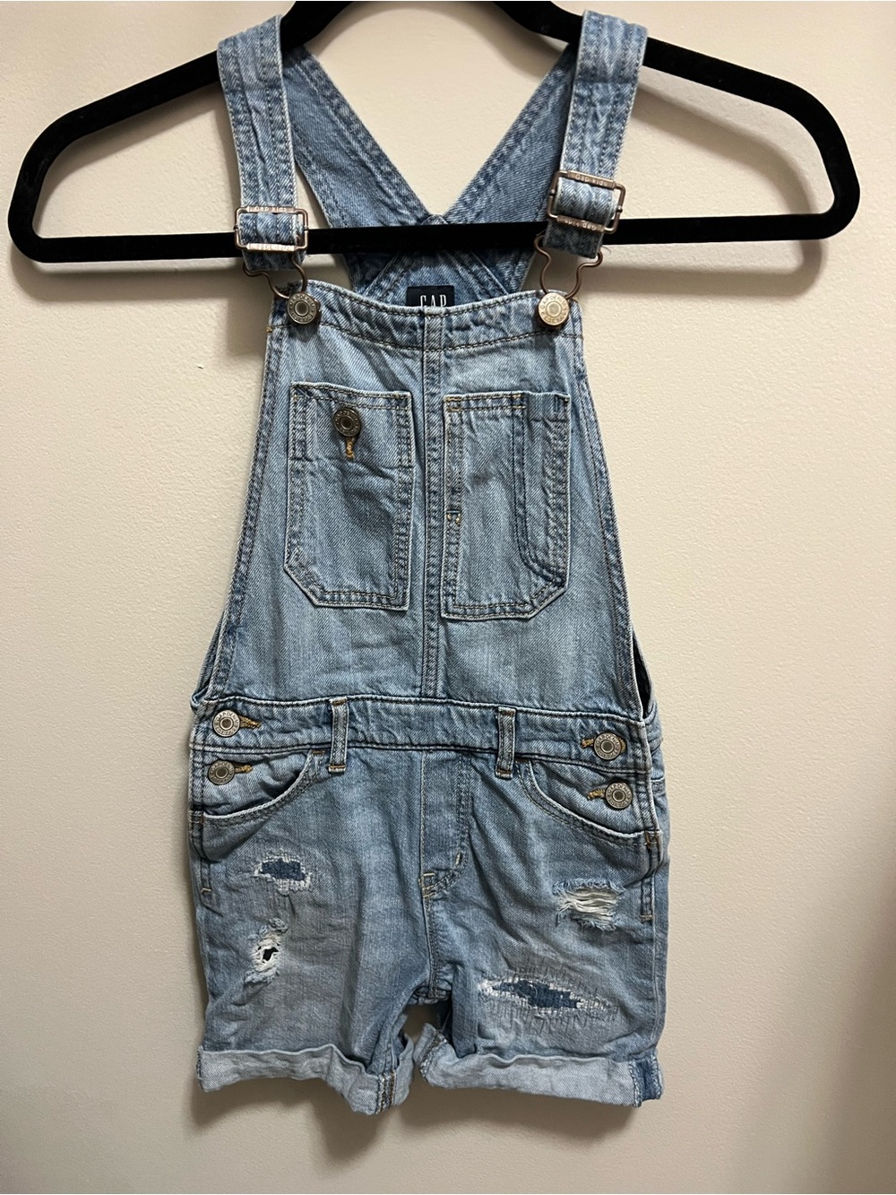 GAP Light Wash Denim Short Overalls for Kids